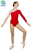 BODY DANZA IN LYCRA MONOSPALLA MANICA LUNGA ROSSO DONNA 